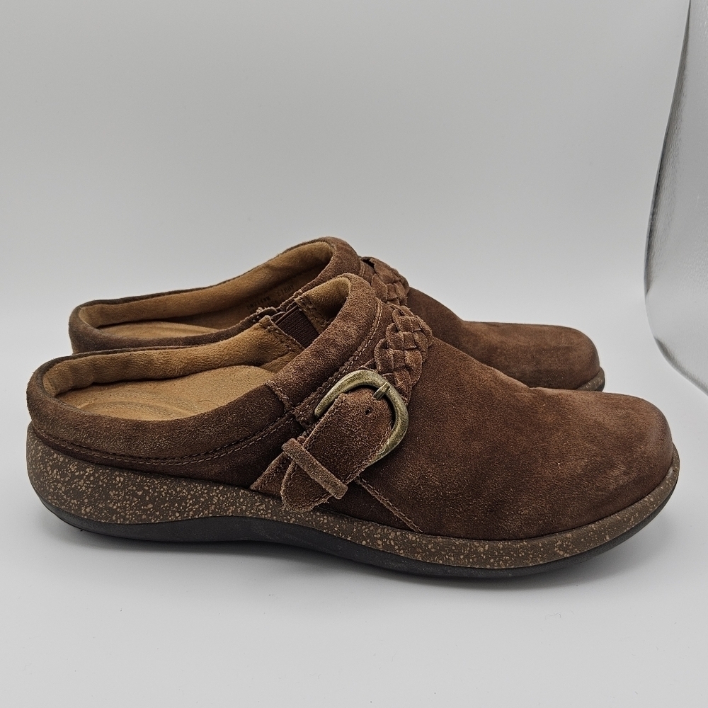 aetrex brown suede Libby comfort clog size 8.5